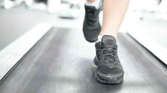 running shoes on a treadmill